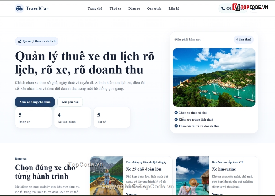 web quản lý,quản lý du lịch,website quản lý xe
